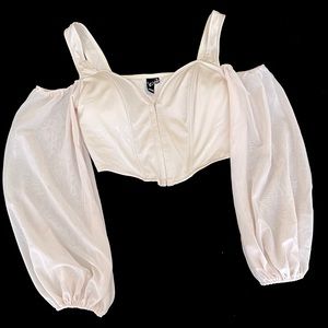 Windsor Off Shoulder Champagne Cropped Corset Top